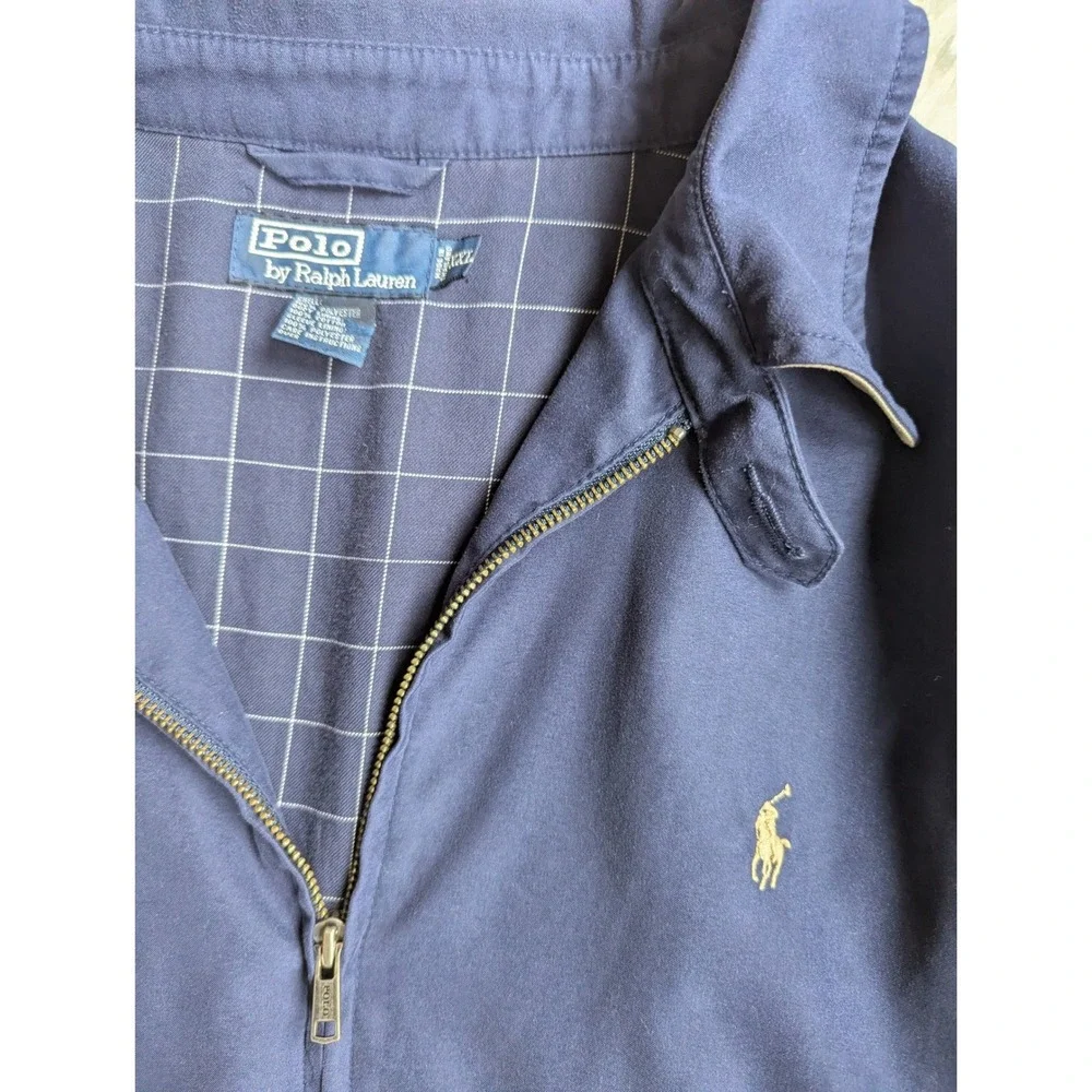 Polo Ralph Lauren Mens XXL Navy Blue Harrington Windbreaker Jacket Windowpane